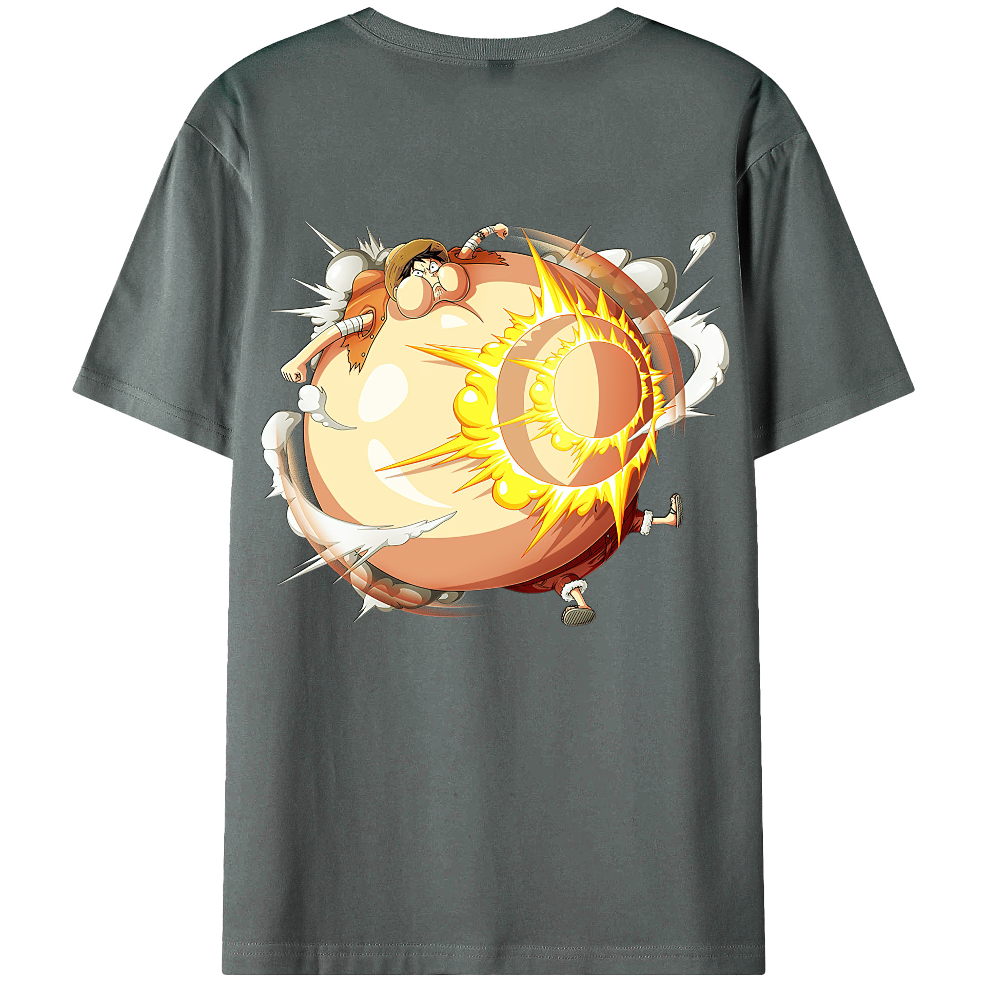 （画像用） ワンピース モンキー・D・ルフィ ONE PIECE Monkey D. Luffy 綿100％ メンズ半袖Tシャツ（バックプリント） 通気性